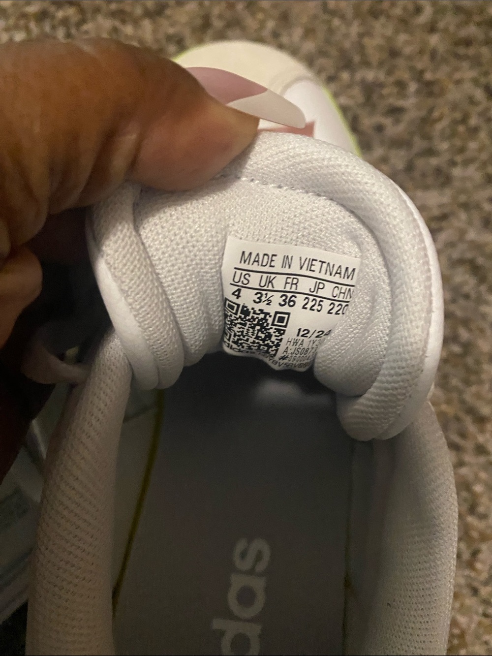 adidas White Sneakers with Mint Stripes and Neon Yellow Trim - Picture 4 of 4